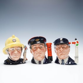 3pc Royal Doulton Character Jug Set Fireman Postman Driver