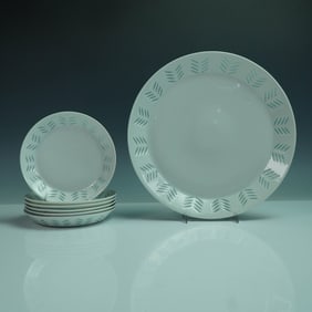 7pc Arabia Finland Rice Porcelain Plate Set by Friedl Holzer-Kjellberg