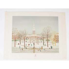 Michel Delacroix, Lithograph on Paper, Harvard 350th Anniversary, Signed
