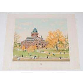 Michel Delacroix, Lithograph on Paper, Harvard 350th Anniversary, Signed
