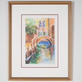 Carraro, Original Watercolor on Paper, Venice, Signed