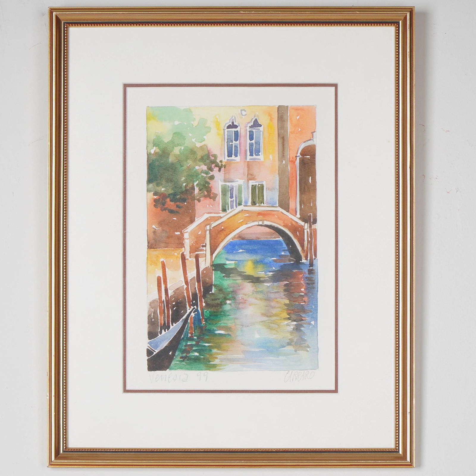 Carraro, Original Watercolor on Paper, Venice, Signed (1 of 4)