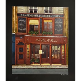 Andre Renoux (French 1939-2002) Cafe St. Honore signed