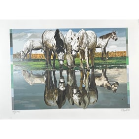 Fran Bull (1938) Silkscreen Horses of The Camargue signed
