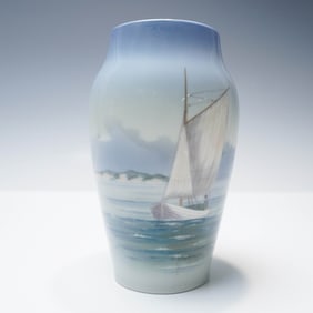 Royal Copenhagen Porcelain Vase with Sailing Scene