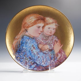 Edna Hibel Collector Plate, Golden's Child with COA and Box