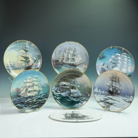 7pc Franklin Porcelain and Arabia Maritime Wall Plates and Plaque