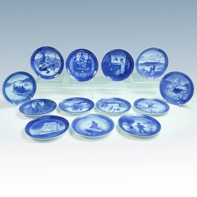 13 Royal Copenhagen Blue and White Christmas Wall Plaque Plates