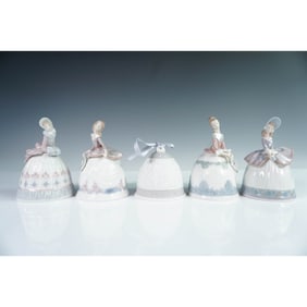 5pc Lladro Porcelain Bell Figurines, Sounds of Seasons and 1995 Bell