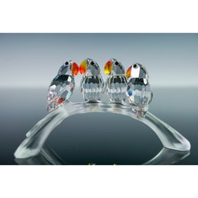 Swarovski Crystal Figurine, Lovebirds with Mirror Base