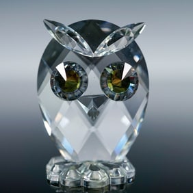 Swarovski Crystal Figurine, Owl on Mirror Base