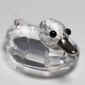 Swarovski Silver Crystal Duck Mini with Metal Beak Figurine