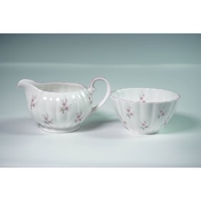 2pc Royal Tuscan Cream and Sugar Set, Pink Floral