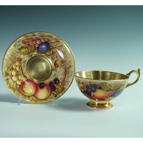 2pc Aynsley Bone China Orchard Gold Cup and Saucer