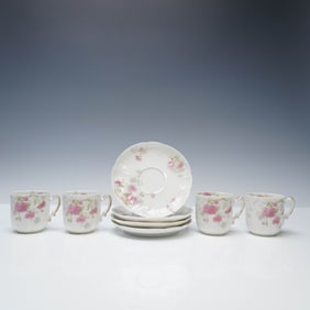 8pc Haviland France Cup and Saucer Set, Floral Pattern