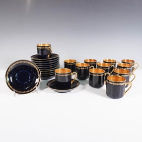 24pc Arabia of Finland Demitasse Set, Cobalt Blue and Gold