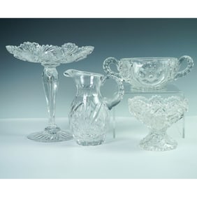4pc Assorted Cut Glass Tableware