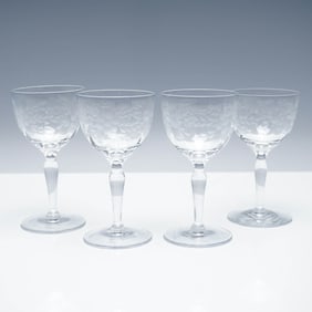 4pc Floral Etched Cordial Glasses