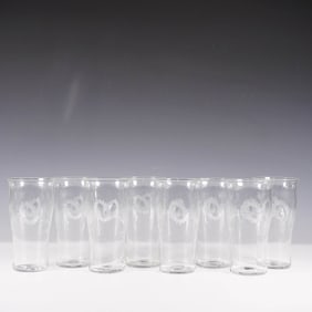 8pc Vintage Floral Engraved Seltzer Glasses