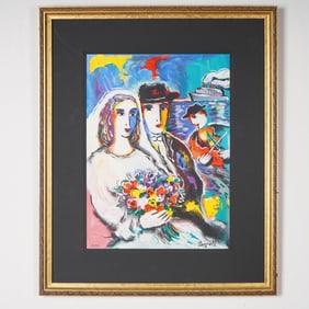 Zamy Steynovitz, Embellished Serigraph, Wedding Celebration At Sea, Signed