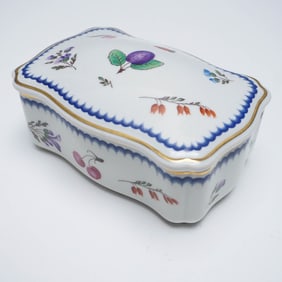 Richard Ginori Porcelain Floral and Fruit Motif Covered Box