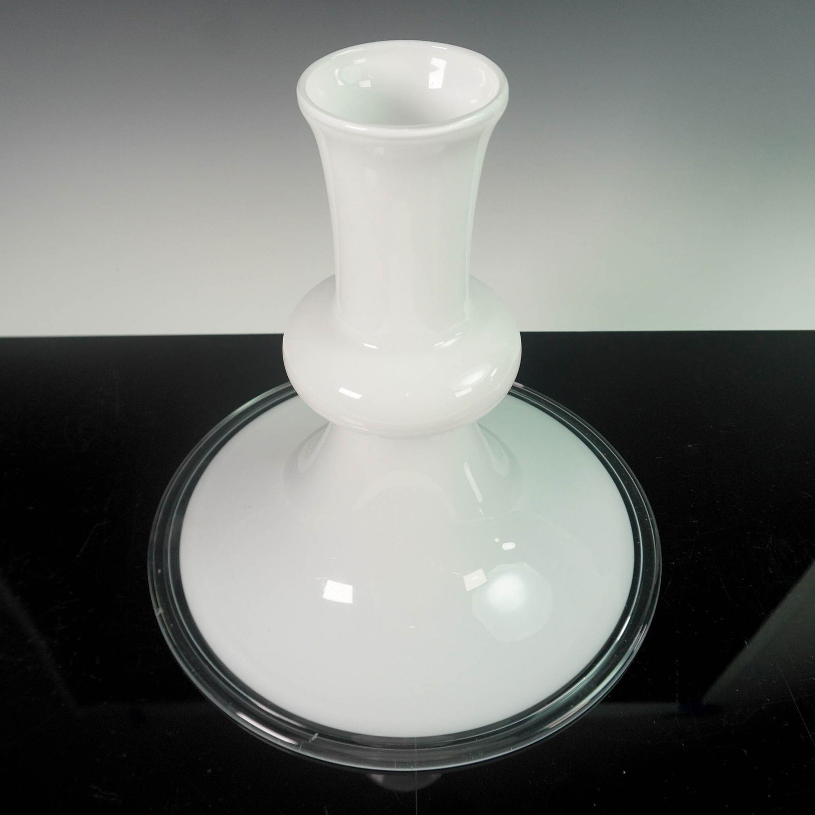 Michael Bang For Royal Copenhagen Pendant Lamp Replacement, Etude: Striking white opaline glass lamp shade designed by Michael Bang Holmegaard for Royal Copenhagen. This stunning pendant replacement features a sculptural form with a flared neck, bulbous midsection, a