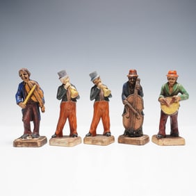 5pc Ceramic Musician Figurine Set, Occupied Japan