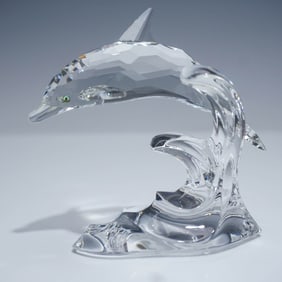 Swarovski Crystal Figurine, Dolphin on a Wave, with Box
