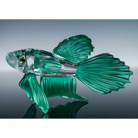 Swarovski Crystal Figurine, Siamese Fighting Fish Green