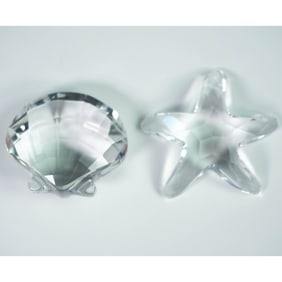 2pc Swarovski Crystal Figurines, Scallop and Starfish