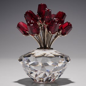 Swarovski Crystal Figurine, Vase of Roses 15th SCS Anniversary, with Box