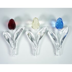 3pc Swarovski Crystal Renewal Tulip Figurines