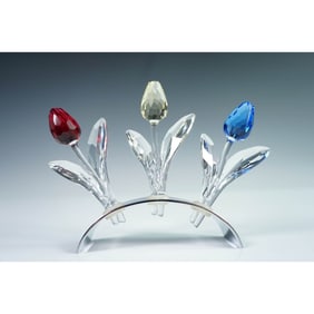 Swarovski Crystal Tulip Trio with Stand
