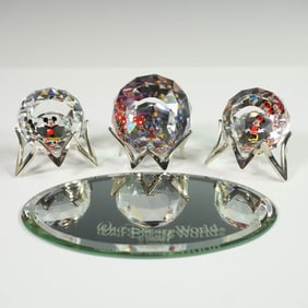 7pc Swarovski Crystal Disney Paperweight Set with Mirror and Stands