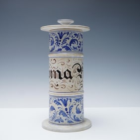 Italian Majolica Pharmaceutical Apothecary Jar with Lid