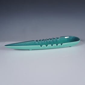 Royal Haeger Pottery Elongated Turquoise Dish, R1608 USA