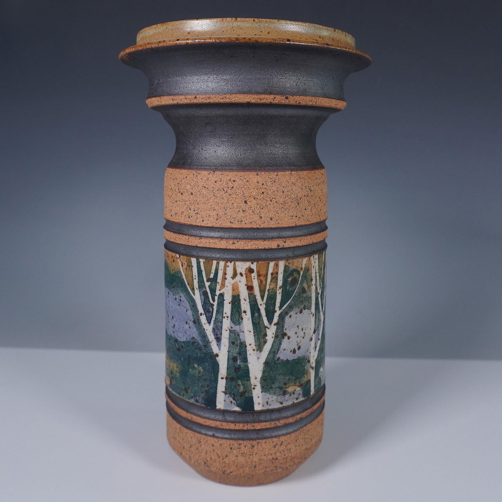 Peter Price Studio Pottery Vase, Birch Tree Motif (1 of 5)