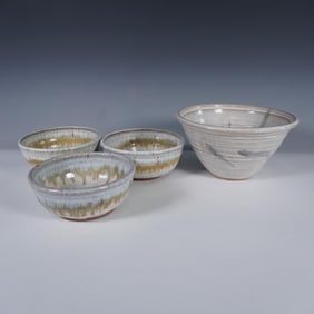 Studio Pottery Bowl Set, Signed