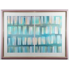 Jade, Abstract Diptych Silkscreen on Paper, Signed