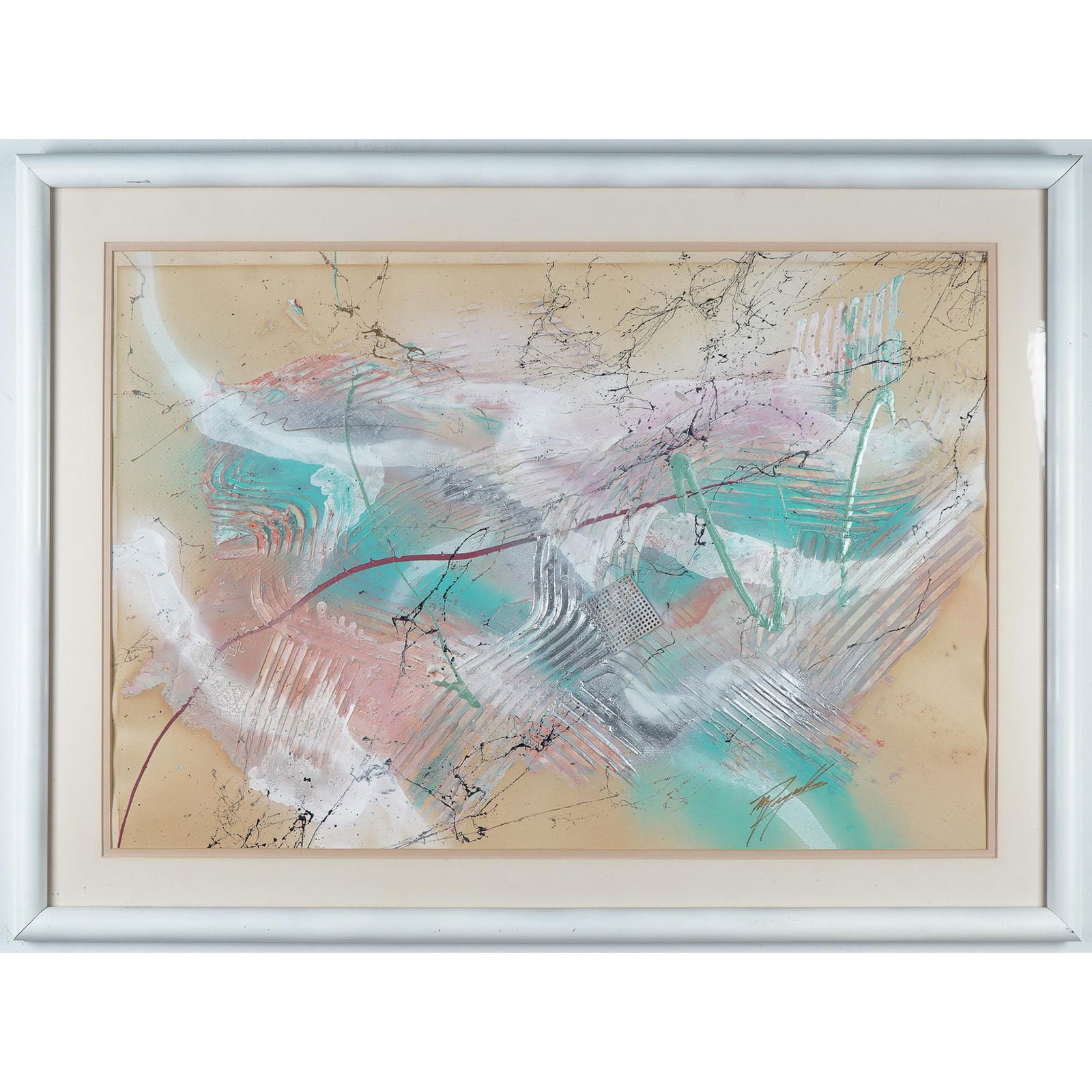 Original Abstract Mixed Media Painting on Paper, Signed (1 of 3)