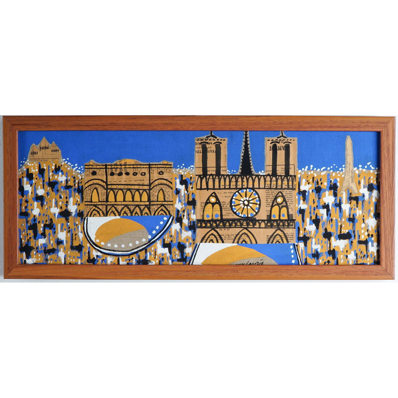 Midcentury Style Parisian Landmarks Artwork on Acrylic Board, Signed (1 of 3)