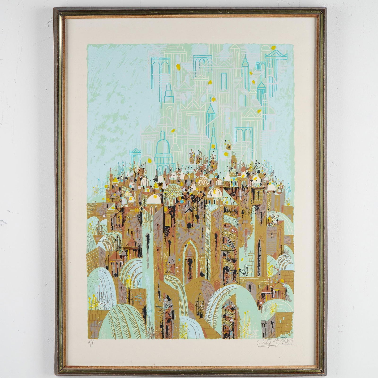 Shmuel Katz, Color Lithograph on Paper, Jerusalem, Signed (1 of 6)