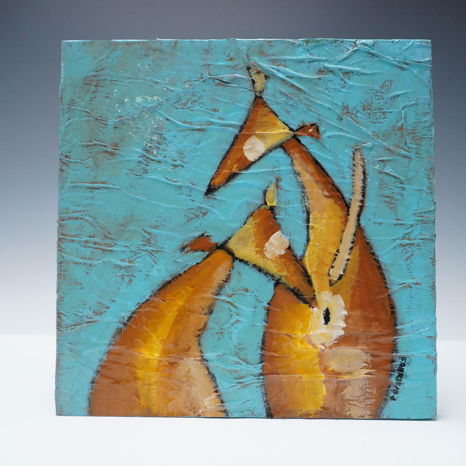 Abstract Animal Painting on Canvas, Signed (1 of 3)