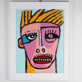 Robert Catapano, Abstract Expressionist Acrylic on Canvas, Portrait, Signed