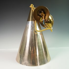 Mid-Century Modern Brass Cone Pendant Light