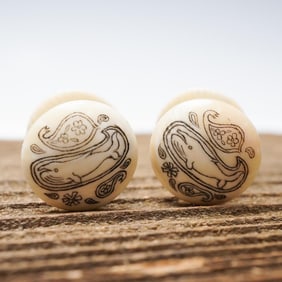 Scrimshaw Whale Motif Cufflinks