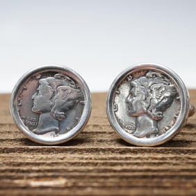 Sterling Silver Mercury Dime Cufflinks