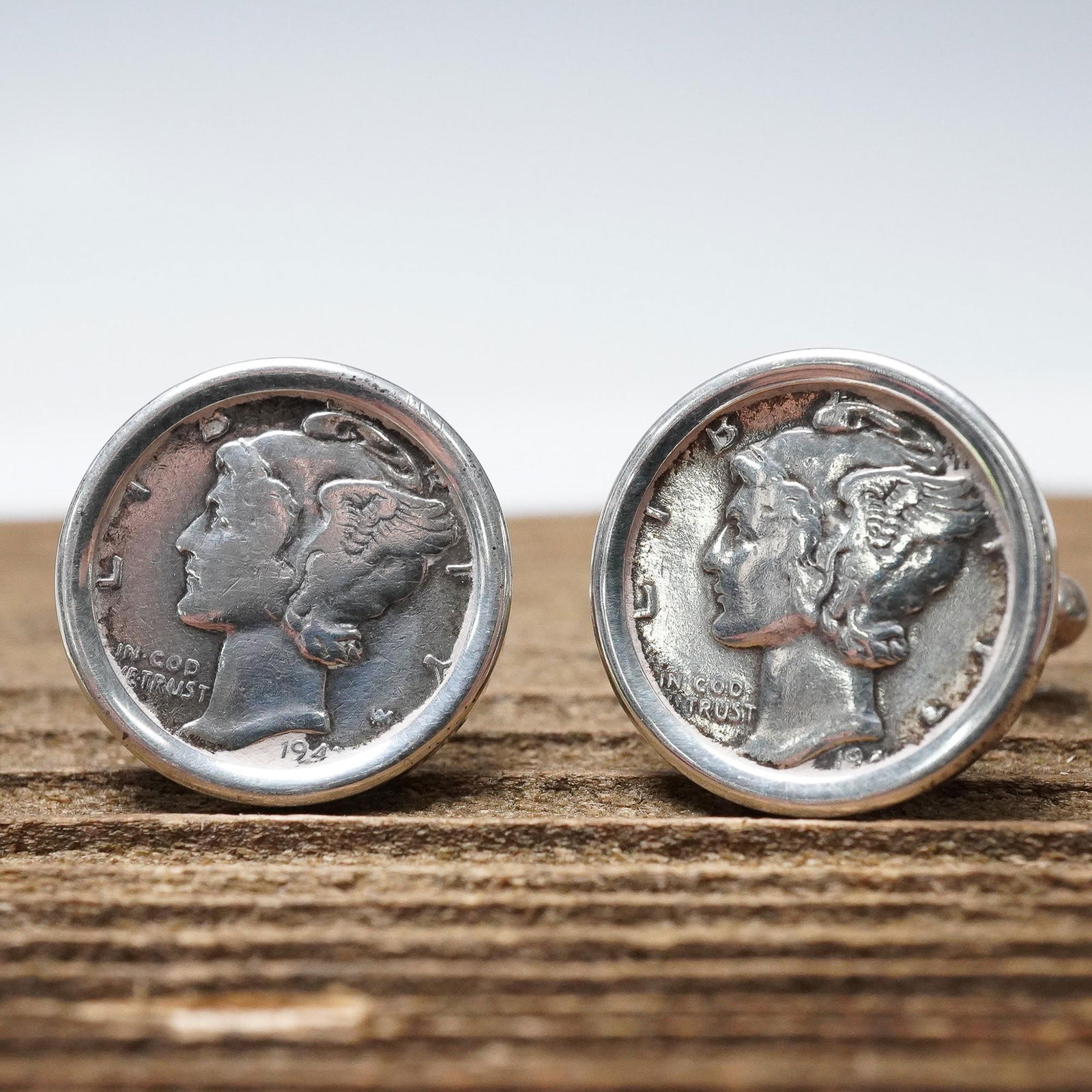 Sterling Silver Mercury Dime Cufflinks (1 of 3)