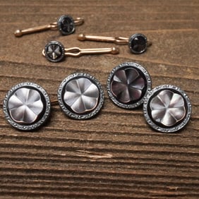 5pc Krementz Cufflink and Shirt Stud Set in Box
