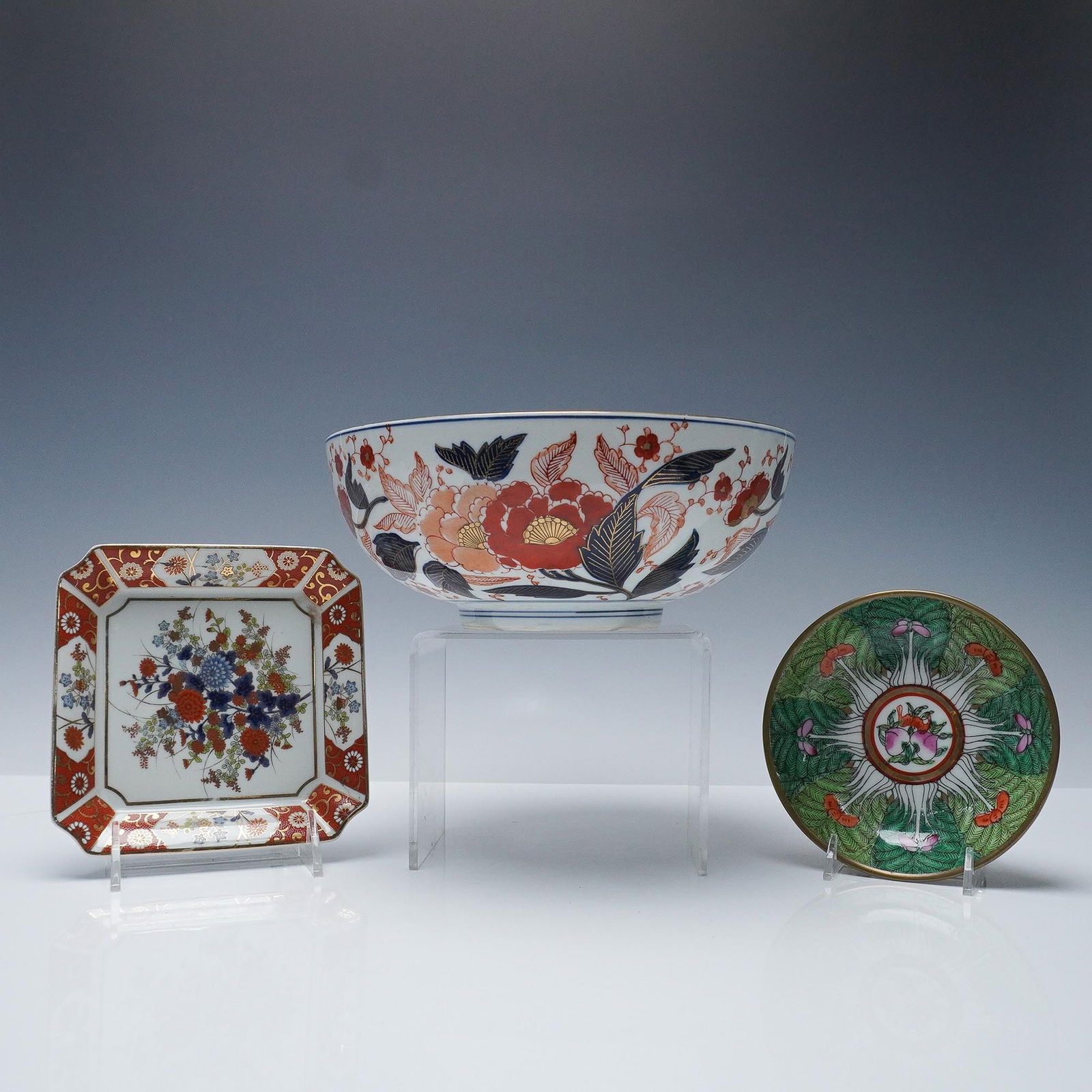 3pc Japanese Imari and Chinese Overjoy Porcelain Dishes (1 of 9)